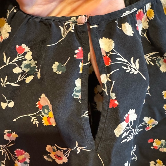 Madewell 100% Silk Notched Ruffle Cuff Top Carnation Top Shirt Sleeve Sz XXS - Picture 5 of 12